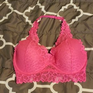 Victoria's Secret Pink lace halter bralette M D-DD